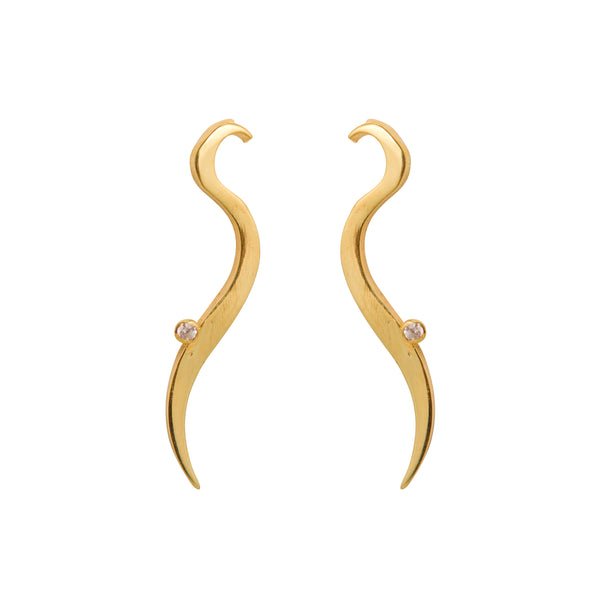 Simplicity Curved Line Zircon Stud Earrings