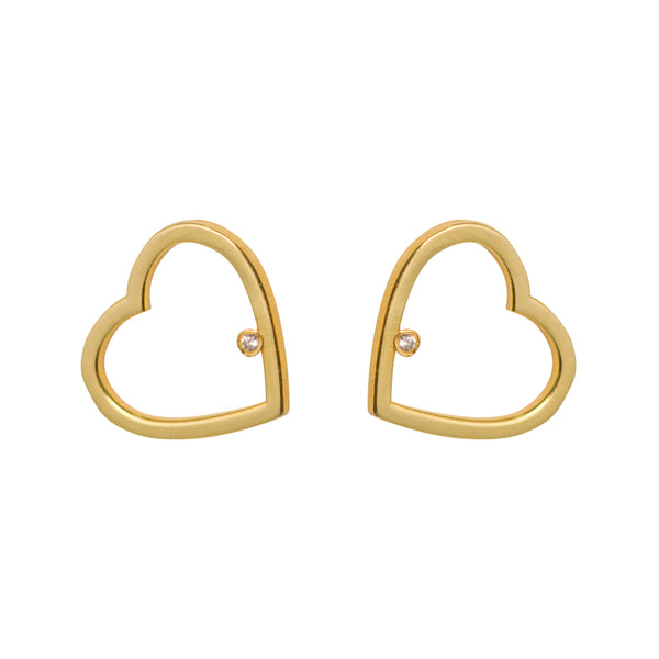 Simplicity Heart Zircon Stud Earrings
