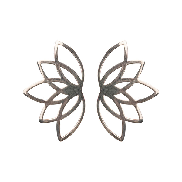 Lotus Flower First Bloom Silver Earrings