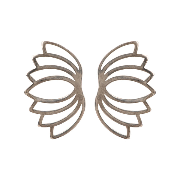 Lotus Flower Total Bloom Silver Earrings