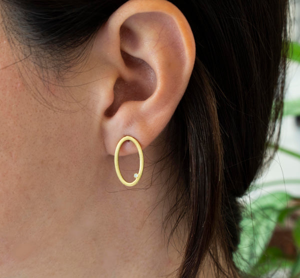 Simplicity Oval Zircon Stud Earrings