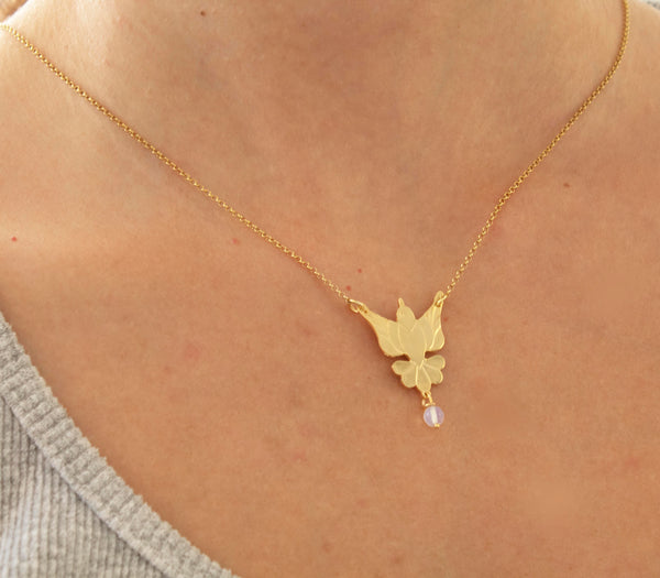 Flowers Flying Canary With Turquoise Stone