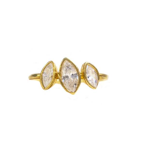 Marquise Triple White Zircon Ring