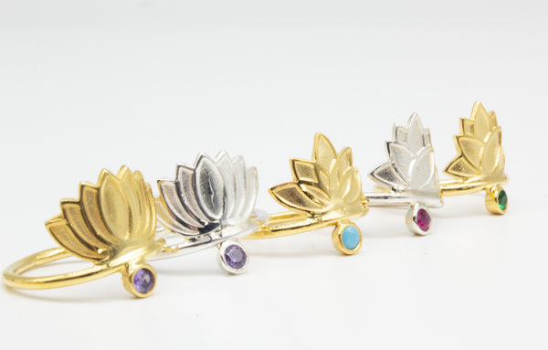 Lotus Small Flower Violet Zircon Ring