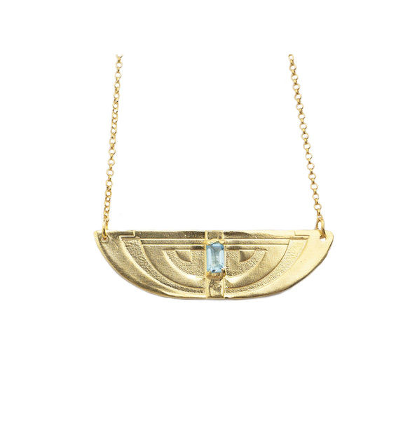 Art Deco Big Curved Topaz Necklace