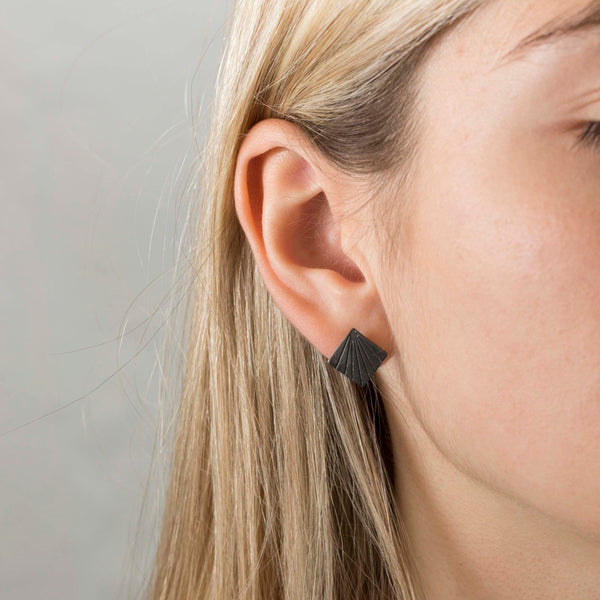 Retro Lotus Minimal Stud Rectangle Engraved Earrings