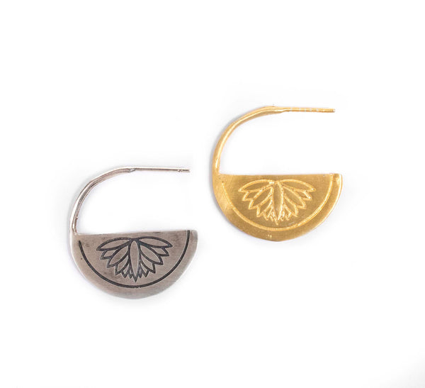 Retro Lotus Lotus Hoops Earrings
