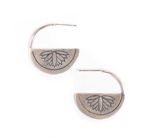 Retro Lotus Lotus Hoops Earrings