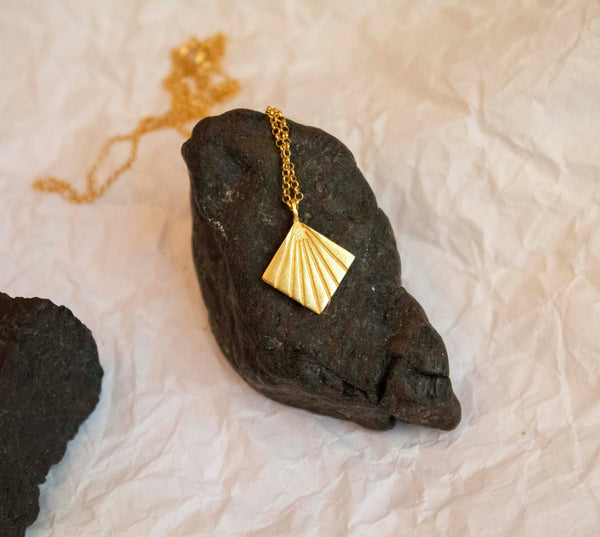 Retro Lotus Minimal Geometric Rectangle Necklace