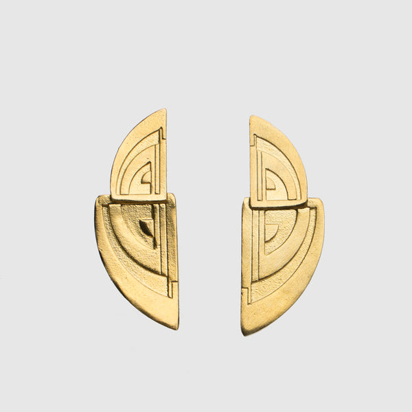 Art Deco Oblong Stametent Stud Earrings