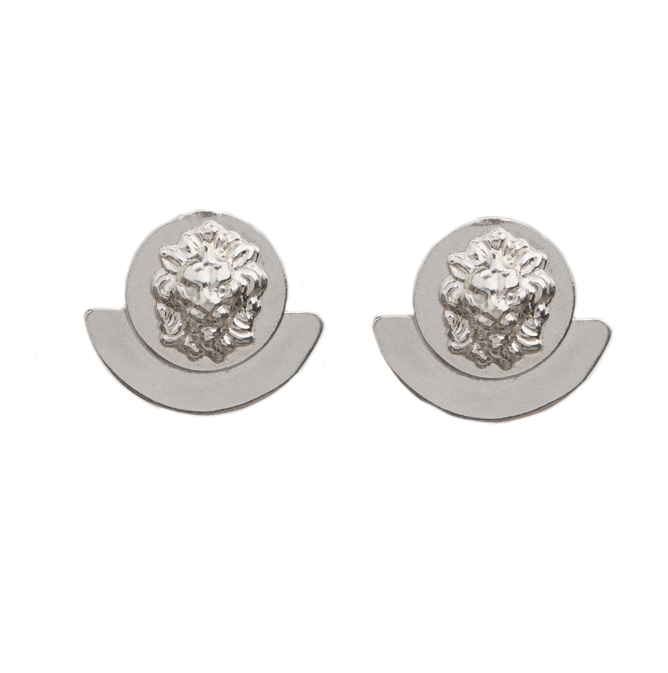 Cycladic Circle  Lion Minimal Earrings