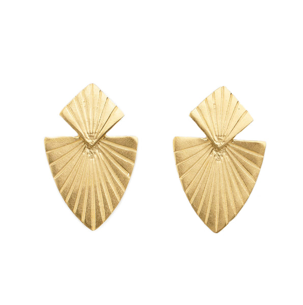 Retro Lotus Edgy  Triangle Earrings