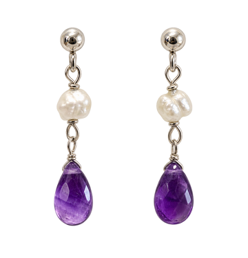 Aura Amethyst and Pearl Earrings