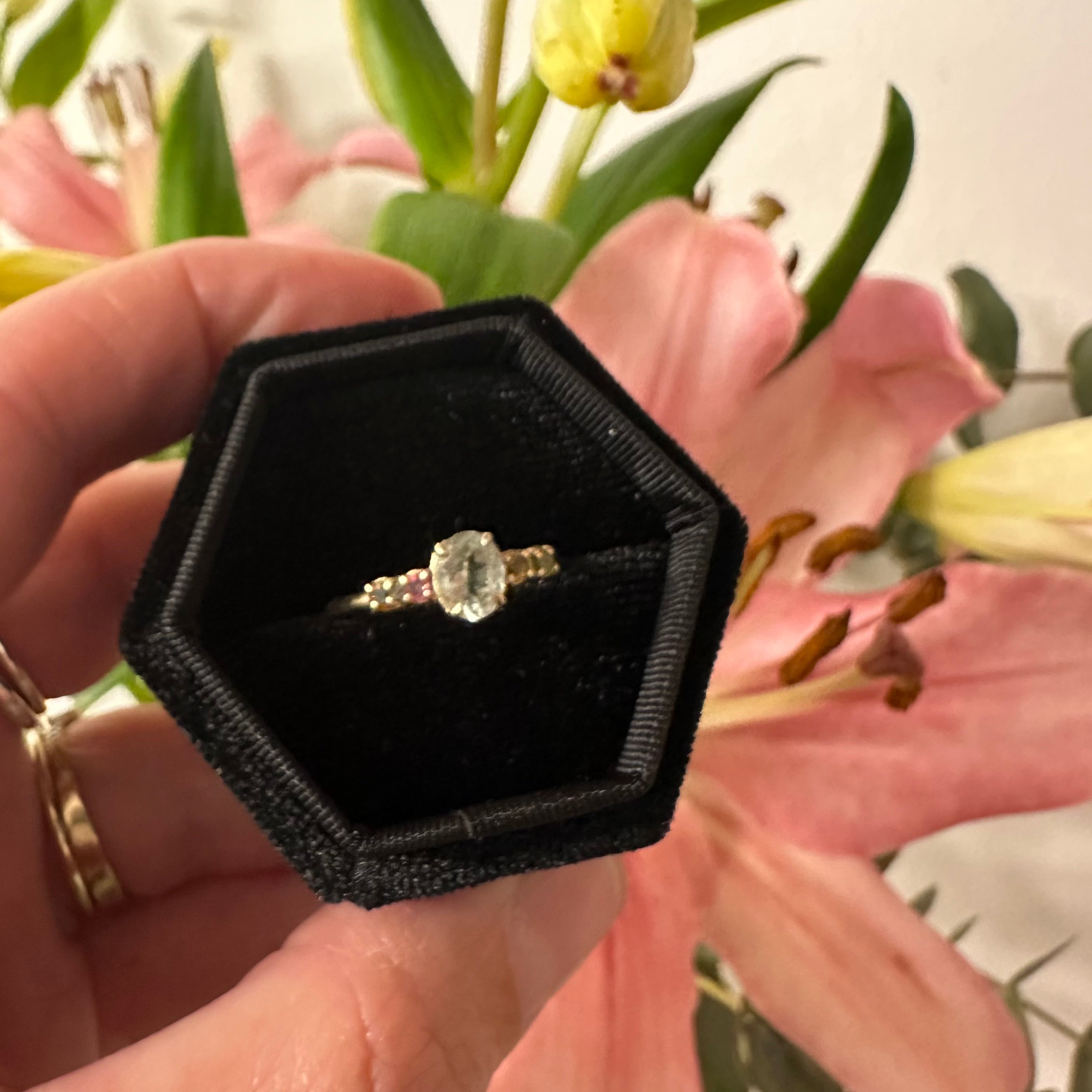 Oval Light Blue and Colored Tourmalines Ring