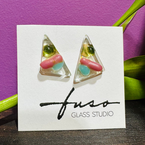Pink Turquoise Green Earrings
