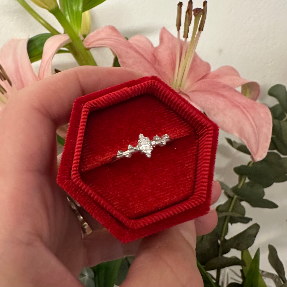 Snowfall Oval Diamond Solitaire Ring