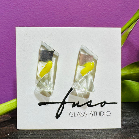 Yellow Rectangle Triangle Earrings