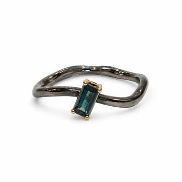 Solitaire Baguette Blue Tourmaline Ring