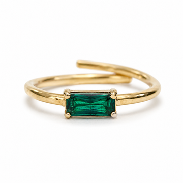 Simplicity Baguette Green Zircon Adjustable Ring