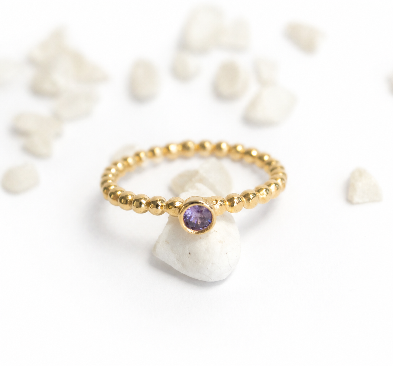 Simplicity Round Violet Zircon  Bubble Ring