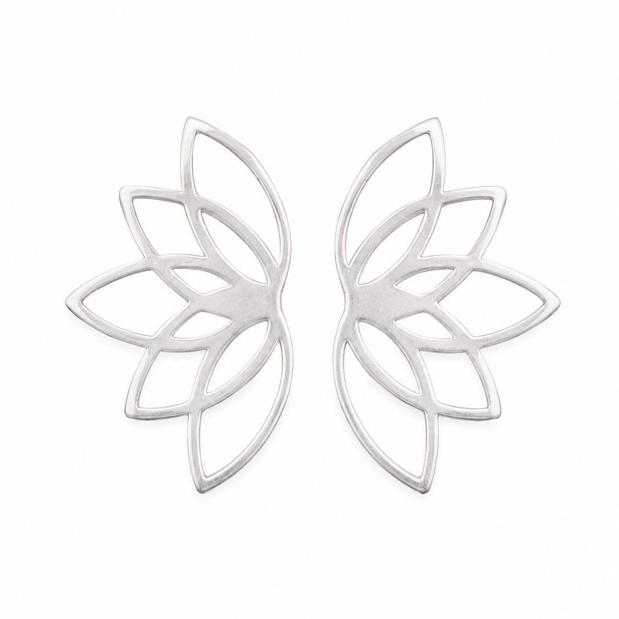 Lotus Flower First Bloom Silver Earrings