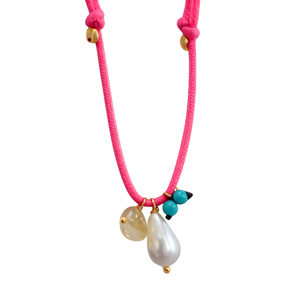 Drop Pearl Cord Necklace