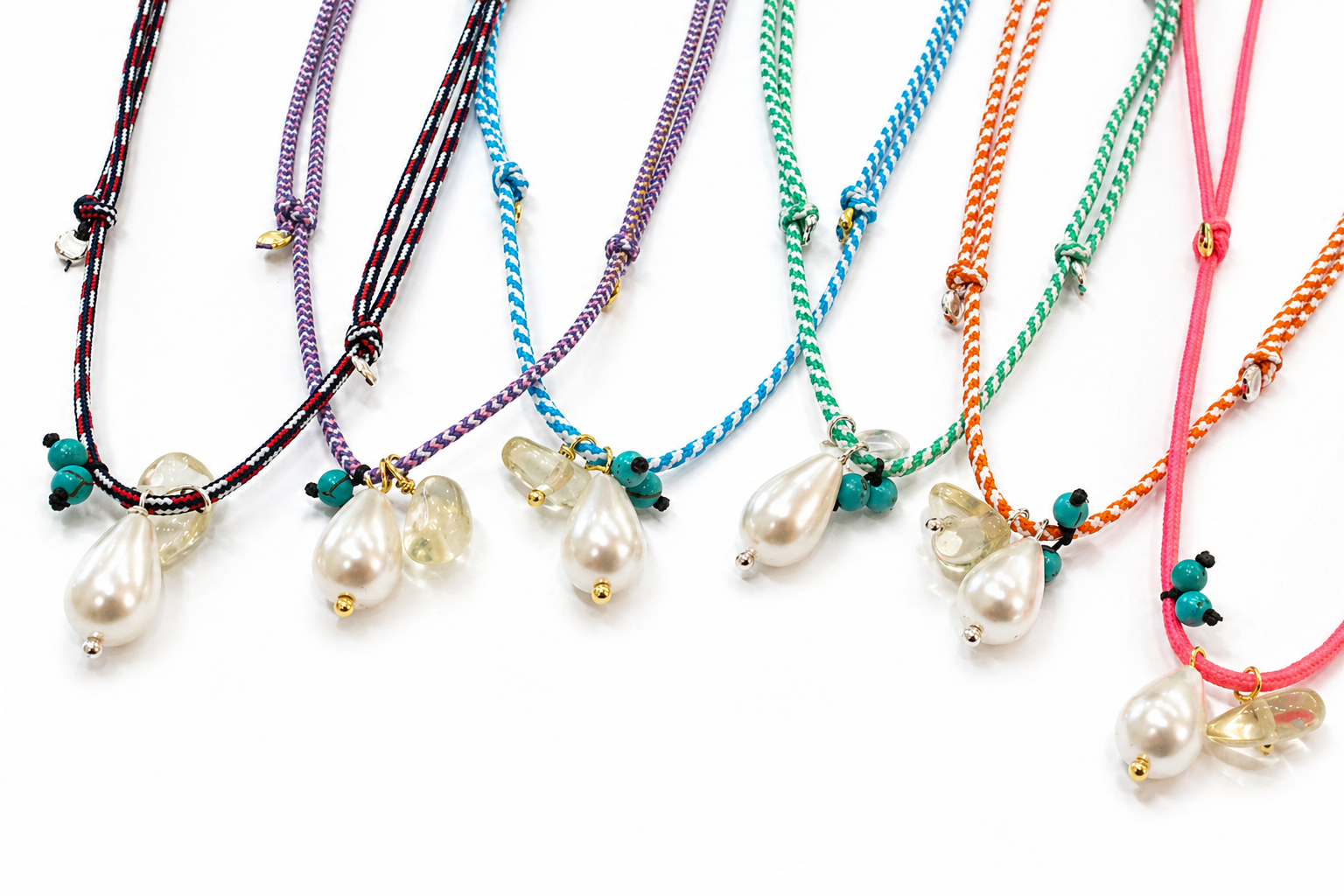 Drop Pearl Cord Necklace