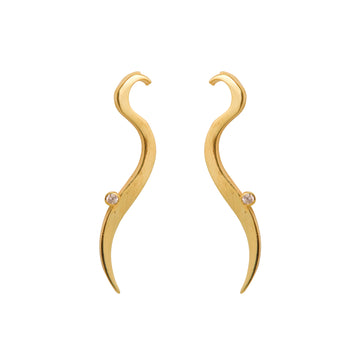 Simplicity Curved Line Zircon Stud Earrings