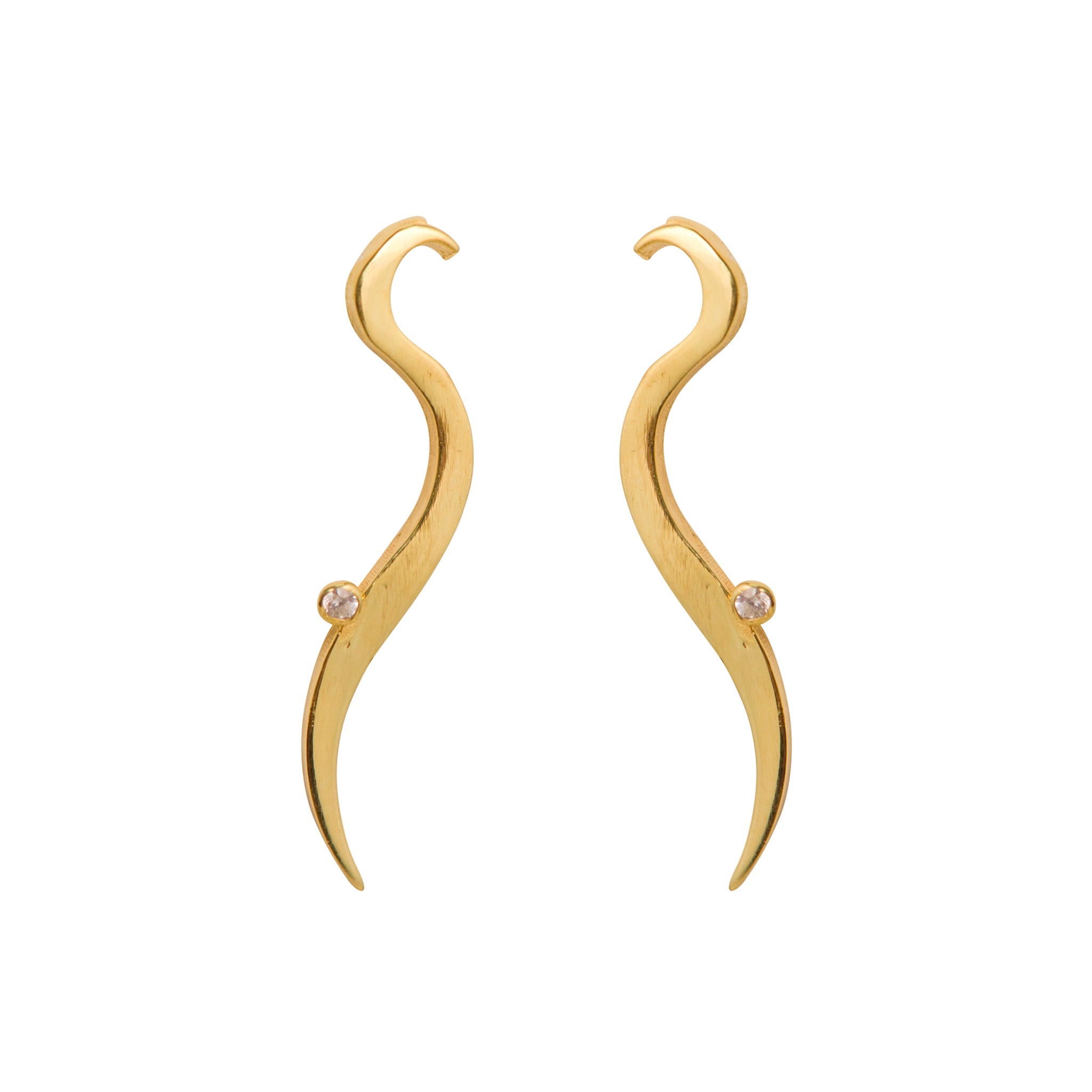 Simplicity Curved Line Zircon Stud Earrings