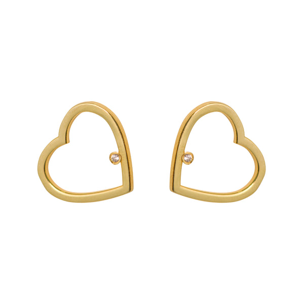 Simplicity Heart Zircon Stud Earrings