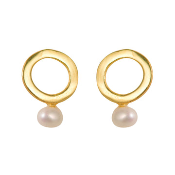 Simplicity Circle with Pearl Stud Earrings
