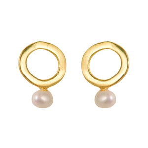 Simplicity Circle with Pearl Stud Earrings