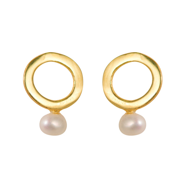 Simplicity Circle with Pearl Stud Earrings