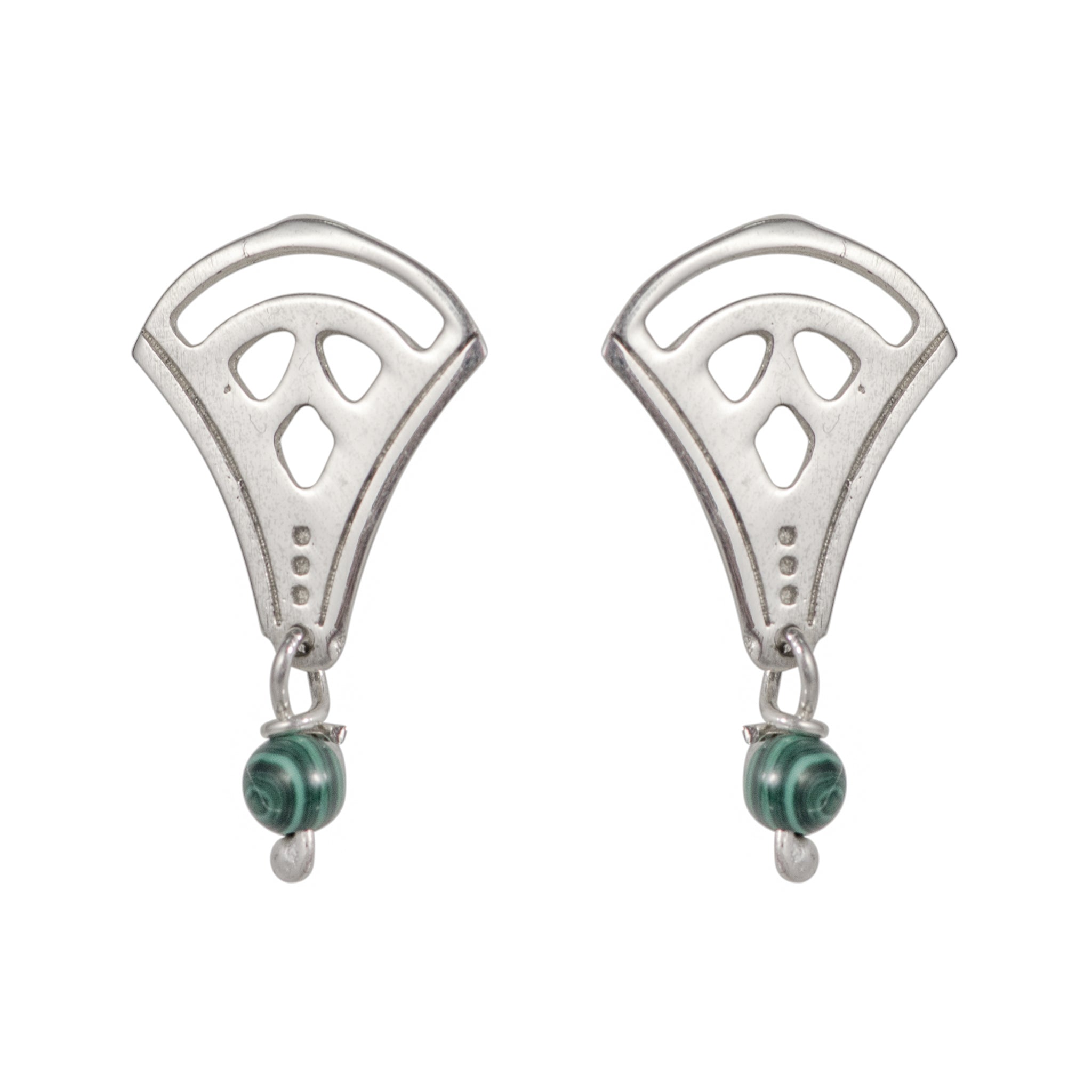 Flowers Small Campanula With Malachite Bead Earrings