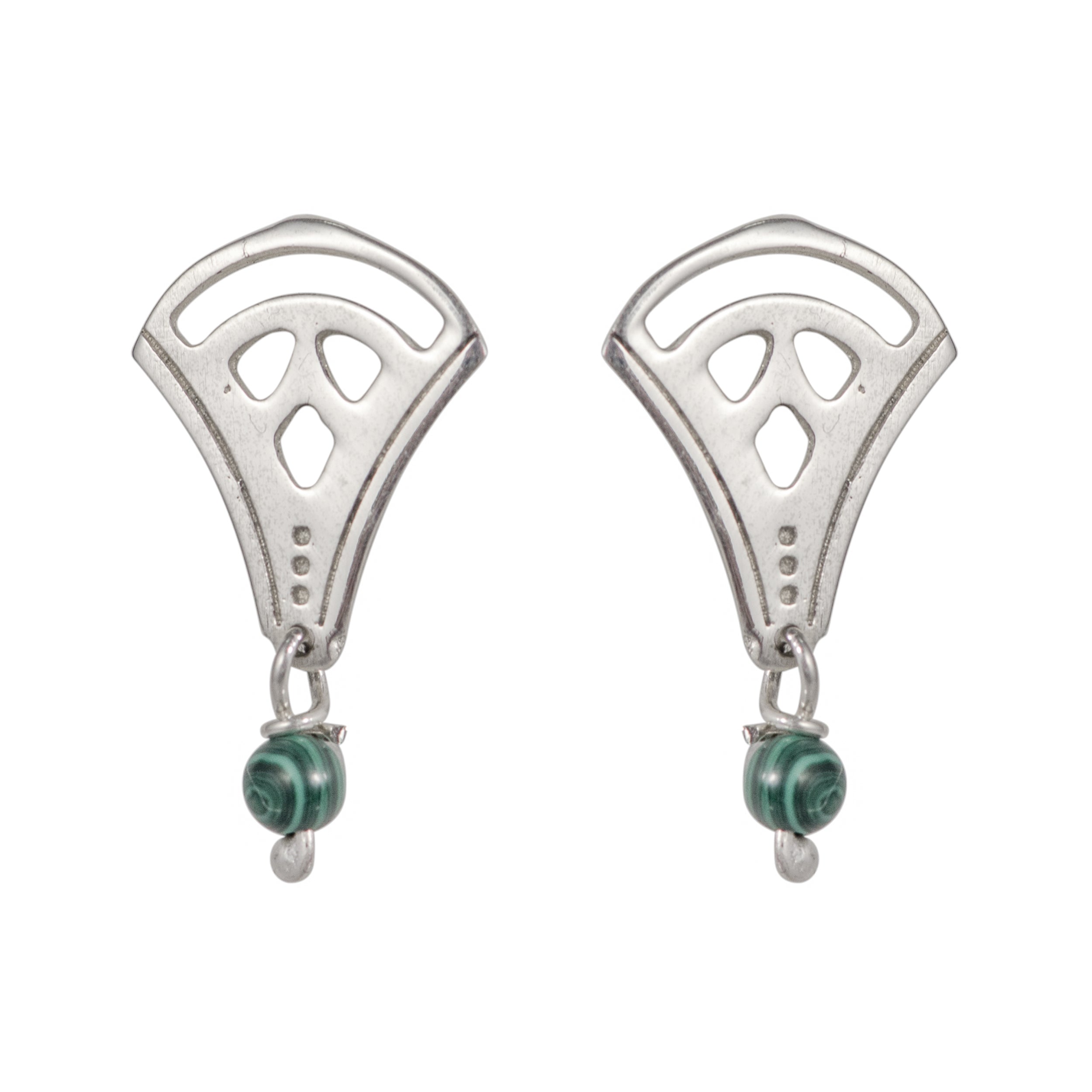 Flowers Small Campanula With Malachite Bead Earrings