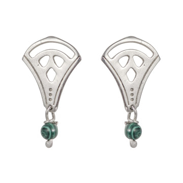 Flowers Small Campanula With Malachite Bead Earrings