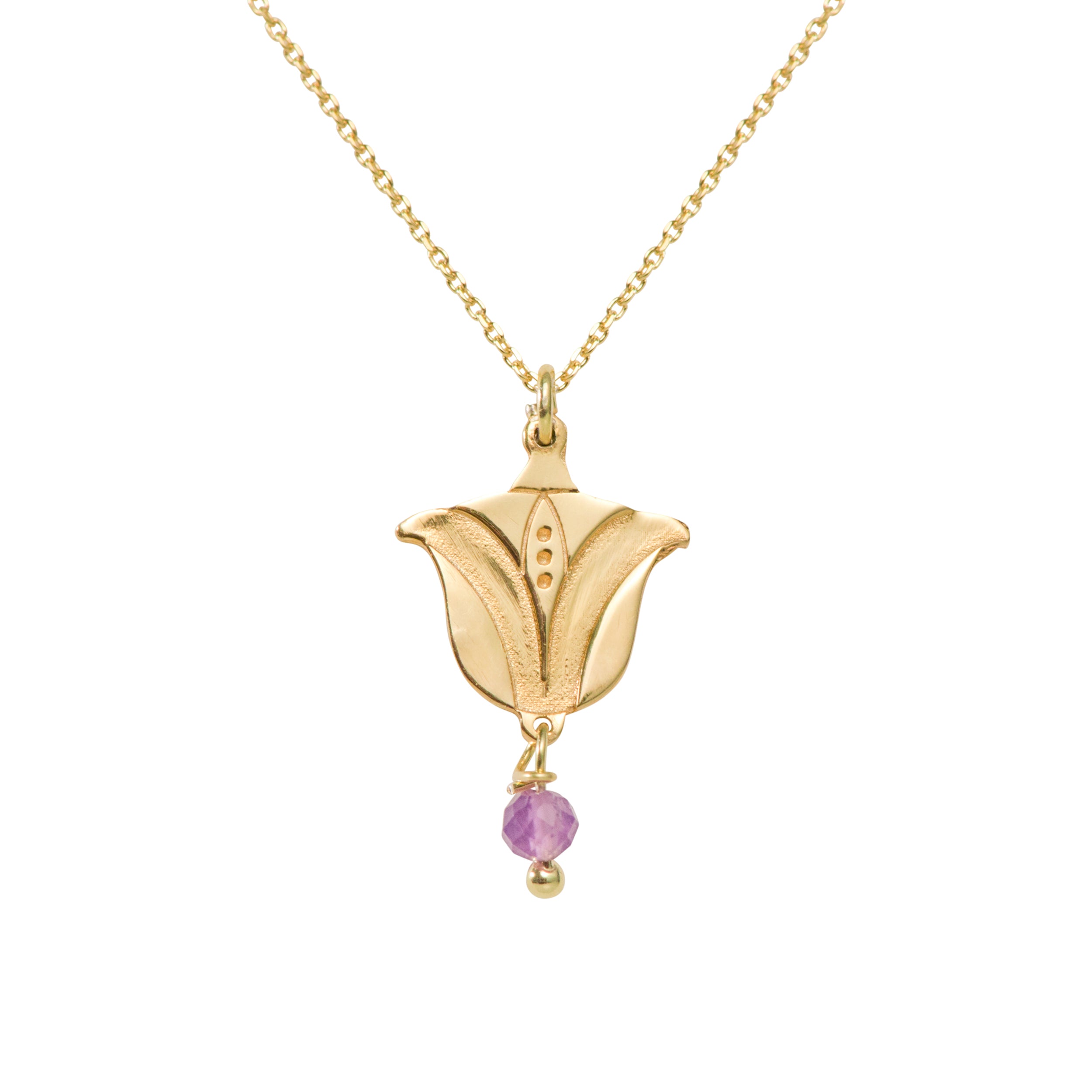 Flowers Small Tulip With Amethyst Necklace