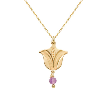 Flowers Small Tulip With Amethyst Necklace