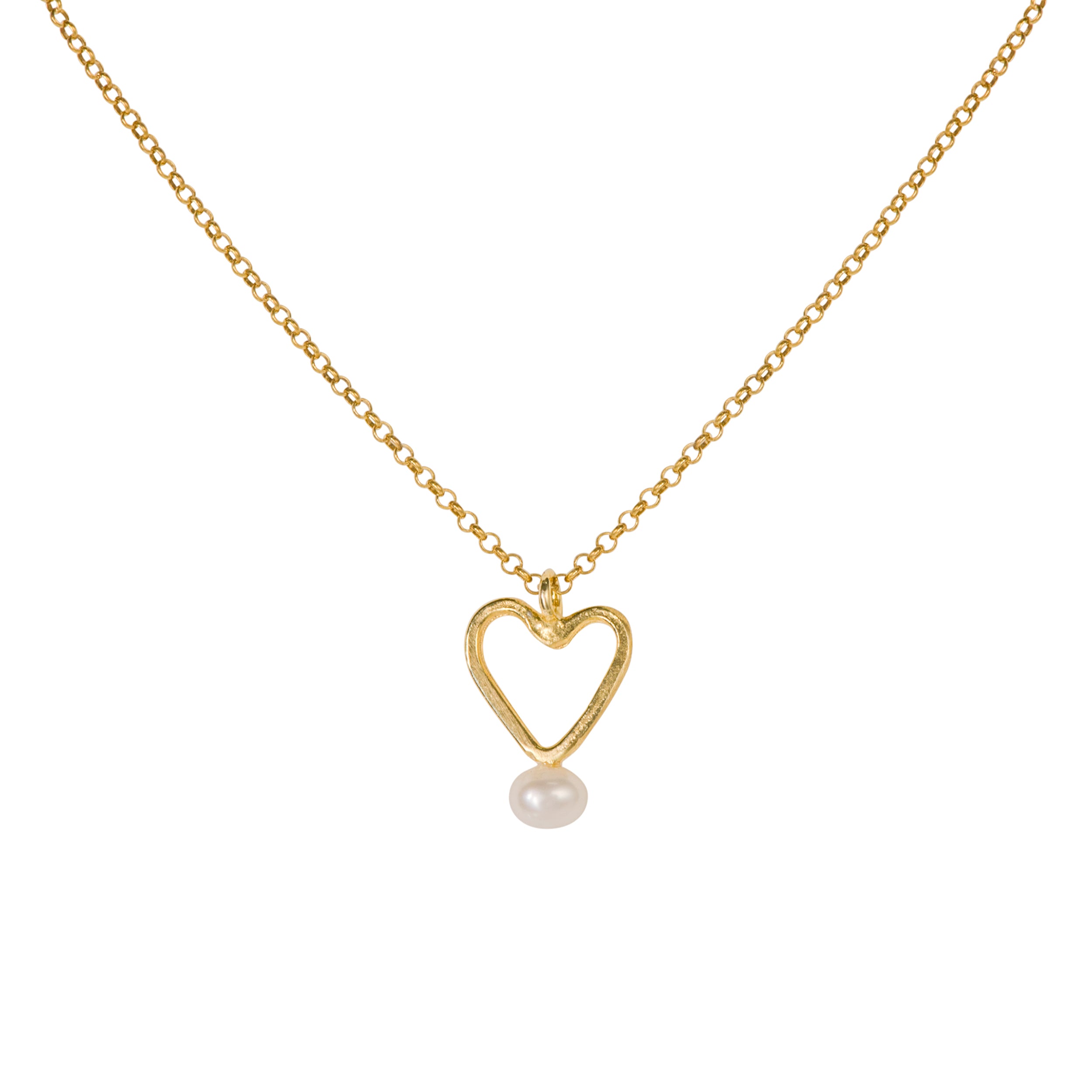 Simplicity Gold-Plated Heart with Pearl Necklace