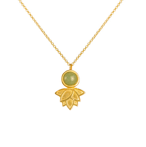 Lotus Small Flower Aventurine Stone Necklace