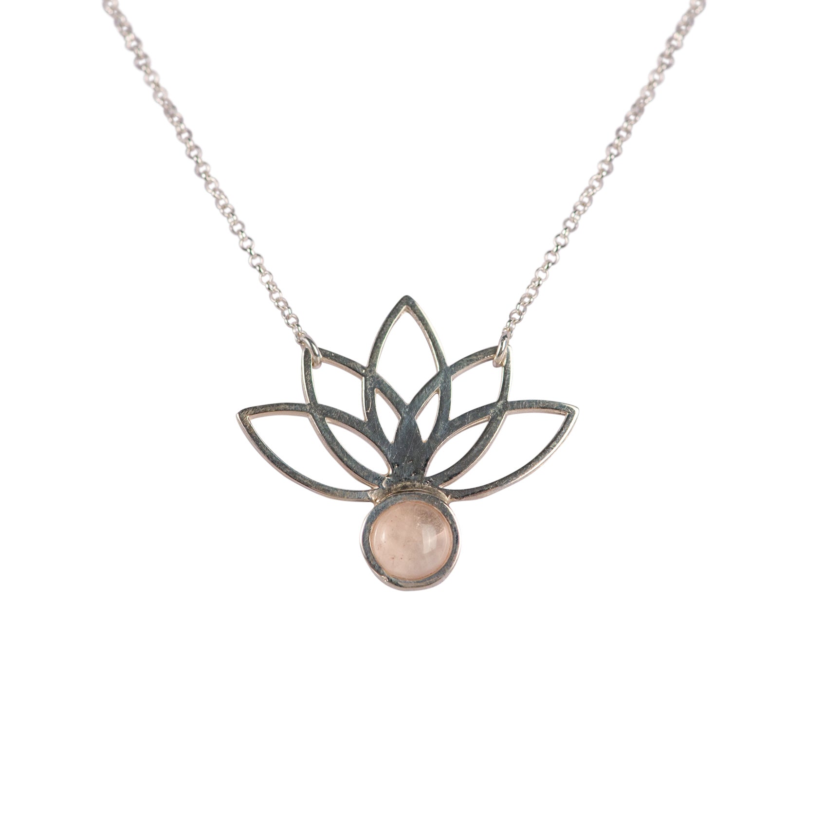 Lotus Big Flower Moonstone Gold-Plated Necklace