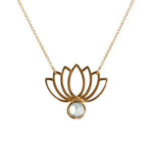 Lotus  Big Flower Topaz Gold-plated Necklace