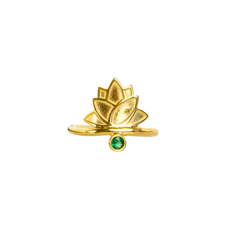 Lotus Small Flower Green Zircon Ring