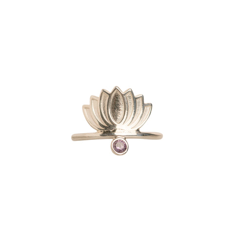 Lotus Small Flower Violet Zircon Ring