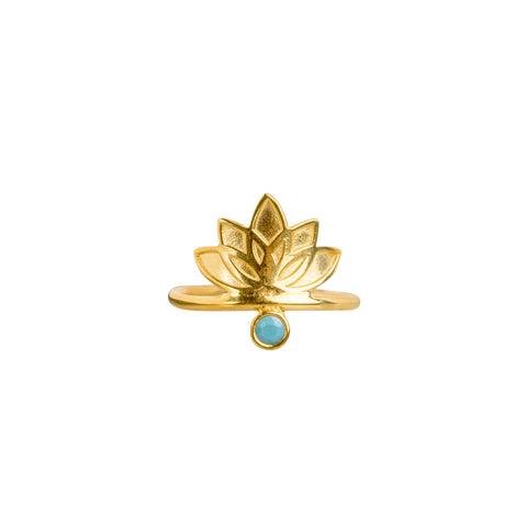 Lotus Small Flower Turquoise Zircon Ring