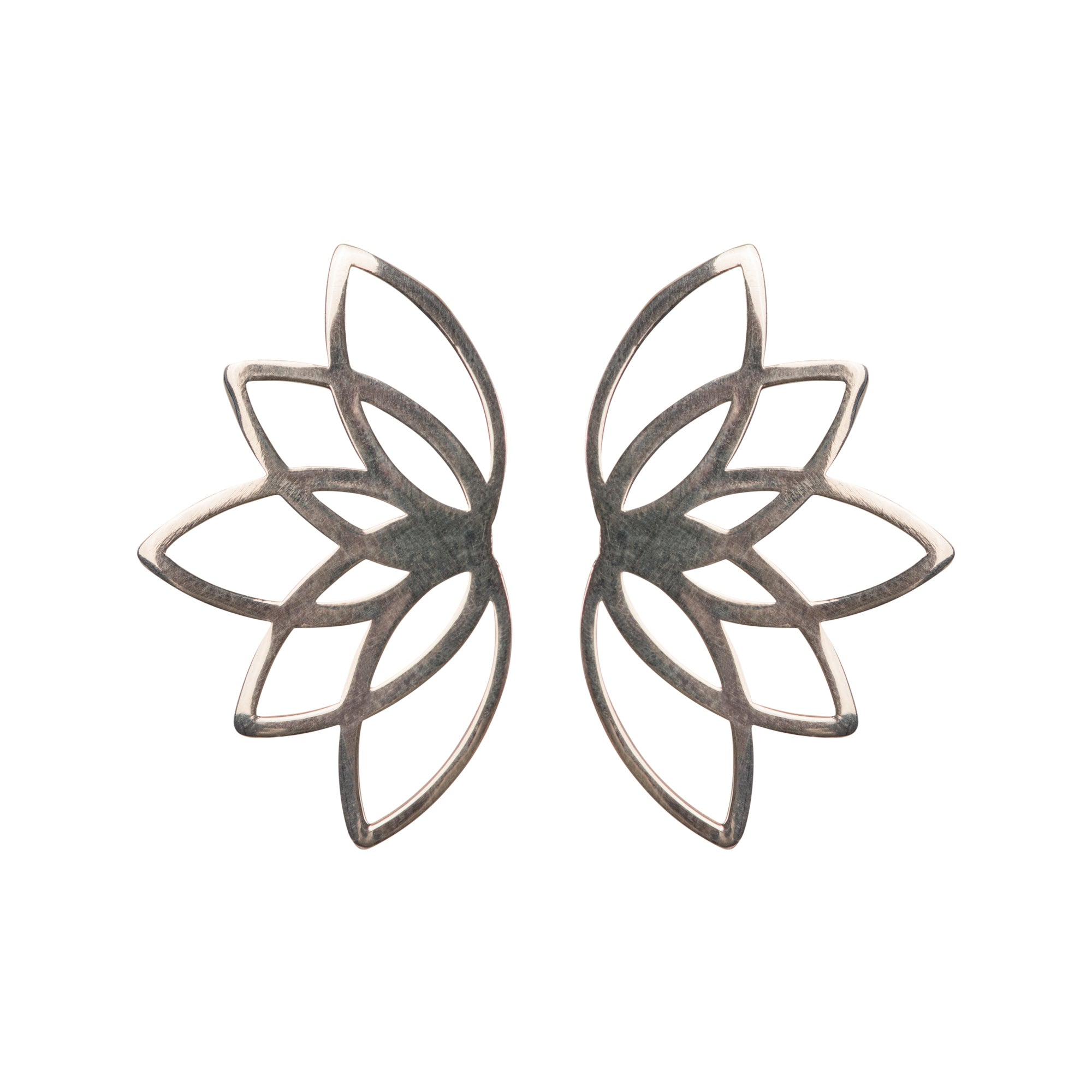 Lotus Flower First Bloom Silver Earrings