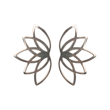 Lotus Flower First Bloom Silver Earrings