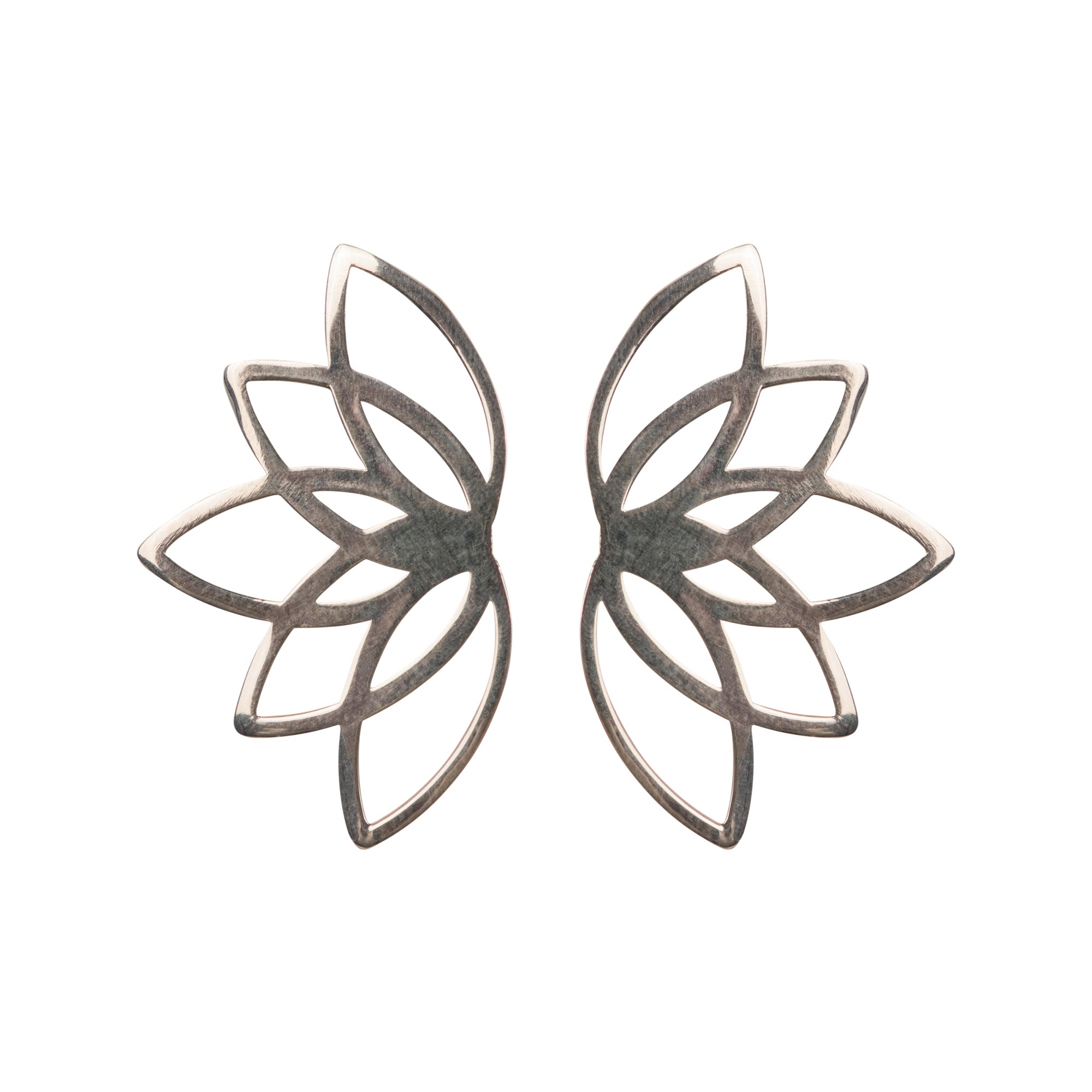 Lotus Flower First Bloom Silver Earrings
