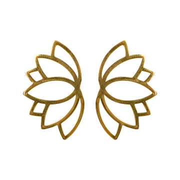Lotus Flower In Bloom Gold-Plated Earrings