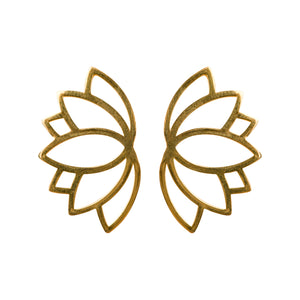 Lotus Flower In Bloom Gold-Plated Earrings